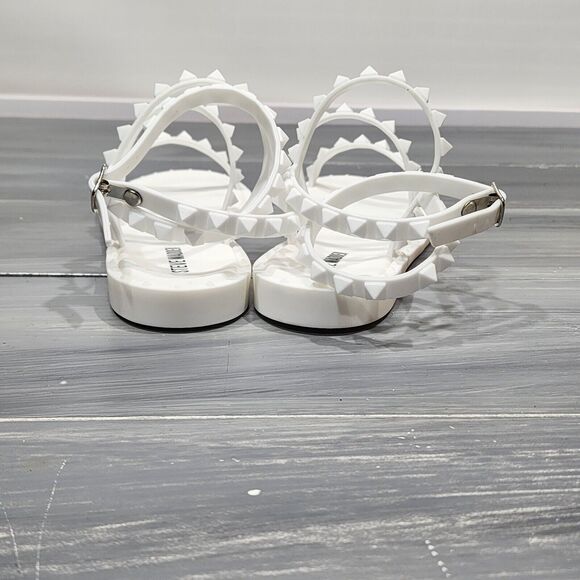 Steve Madden Flat Sandals Travel J Studded Ankle Strap White Size 5 - Picture 4 of 8